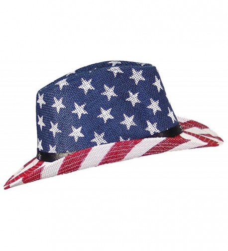 Tropic Hats Womens Cowgirl American/Americana W/Stars & Buckle Band (One Size) - Red/White/Blue - CP17YUUK2YW