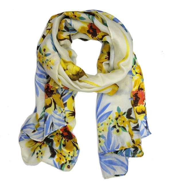 Bucasi Tropical Flamingo and Floral Scarf - Yellow - CM11PNBF8KZ