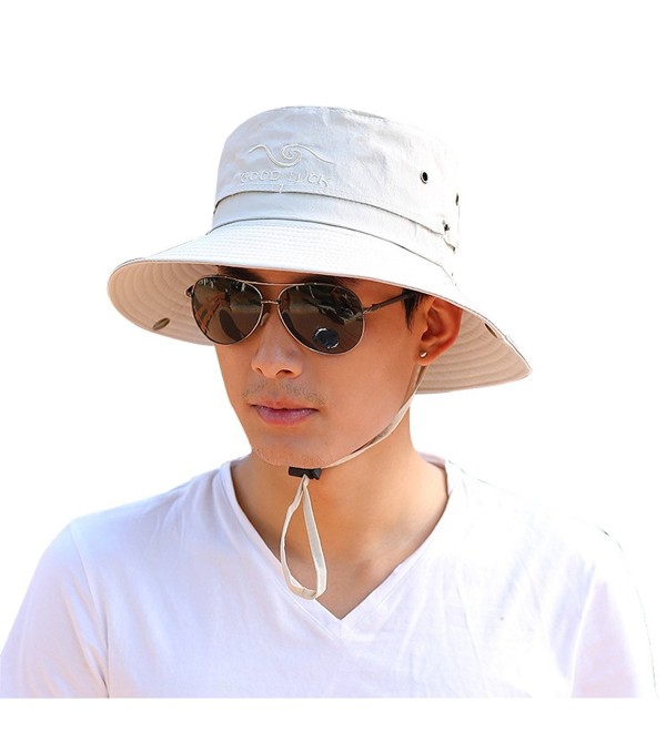 Kafeimali Outdoor Sun Cap Bucket Fishing Hats Boating Hat Sun Protective - Beige - C61855G6C9N