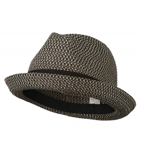 Men's Fedora with Paper Straw Braid - Black Grey - C511D3H5E0F