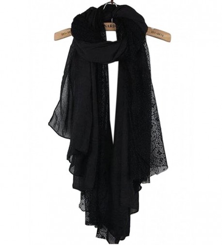 NOVAWO New Women Lady Ultra Long Gorgeous style Soft scarves shawl - Black/Lace - CK11NHKPOSF