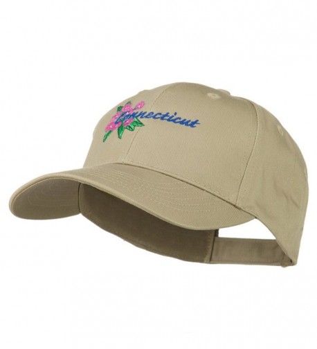 USA State Connecticut Flower Embroidered Low Profile Cotton Cap - Khaki - CF11NY3EFBR
