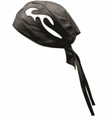 Riparo Unisex Leather Motorcycle Head Wrap and Skull Cap - Black/White - CL1854Y9K0L
