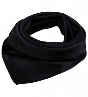 X&F Women's Solid Stain Charmeuse Neckerchief Square Scarf 23" * 23" - Black - CK12IHSY49B