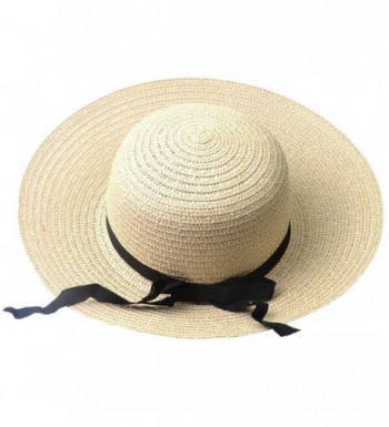 toyofmine Fashion Summer Women Wide Brim Beach Sun Hat - CC11W162R6X