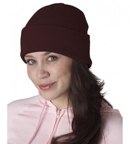 Ultraclub 8130 UC 12" Beanie Cap - Burgundy - CU11D33M3FX