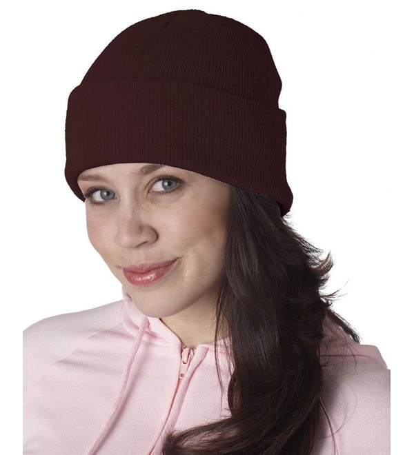 Ultraclub 8130 UC 12" Beanie Cap - Burgundy - CU11D33M3FX