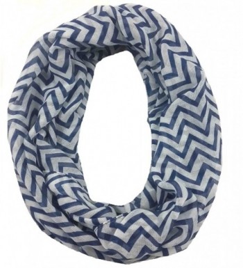 Lina & Lily Zig Zag Chevron Print Infinity Loop Scarf Small Size Lightweight - Navy/White - CC11Q0KQFY1