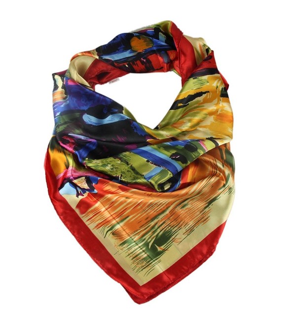 Binmer(TM)Women Size 90x90cm Imitated Silk Square Scarf Shawl - A - CP11VDQ3OA9