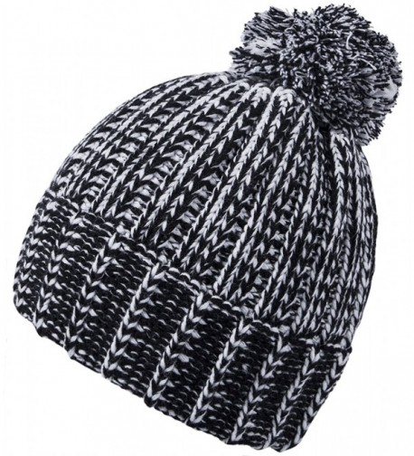 Chalier Womens Winter Baggy Cable Knit Slouchy Beanie Hats Pom Pom Hat - B-black - C7184RIU7QG