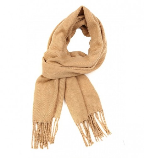 Sakkas Booker Cashmere Feel Solid Colored Unisex Winter Scarf With Fringe - Camel - CS127BWLJ0V