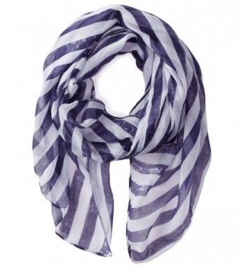 D&Y Women's Washed Stripe Americana Scarf with Fringe - Blue - C311A0SHGJL