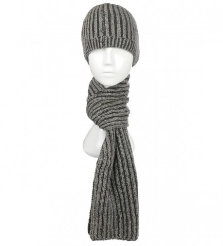 Ypser Winter Beanie Hat Scarf Set Warm Knit Skull Cap and Scarf for Men Women - Gray - CT187G9CH08
