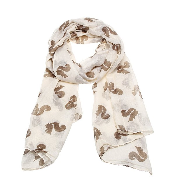 Jian Ya Na Fashion Lightweight Viscose Cute Squirrel Print Scarf (Beige) - CY11RHRWQQH