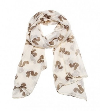 Jian Ya Na Fashion Lightweight Viscose Cute Squirrel Print Scarf (Beige) - CY11RHRWQQH