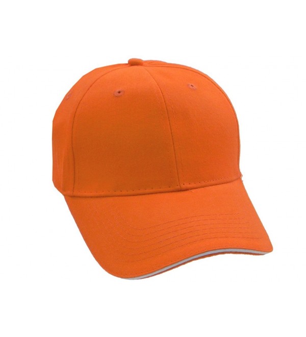 Low Profile Baseball Cap - Solid Color Shell Athletic Hat - Orange/White - CA11EDJFUYH