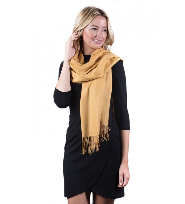 Fashmina Premium Solid Shawl Scarf - Ultra Soft- Beautiful Detailing- Cashmere touch - Golden Yellow - C1185XH49YC