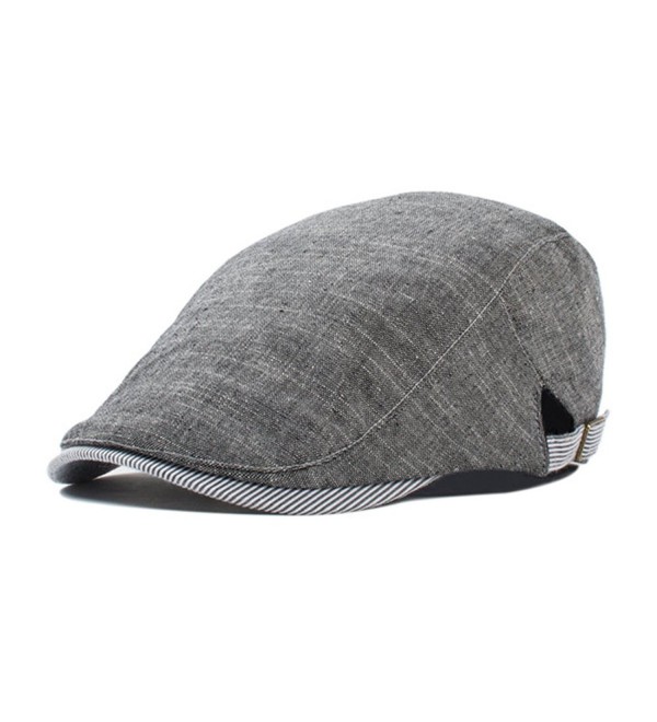 Mens Beret Striped Cabbie Korean Linen Peaked Caps Newsboy Hat Dark ...