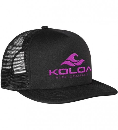 Koloa Surf Classic Mesh Back Trucker Hats in 12 Colors - Neon Pink Embroidered Logo on Black Hat - CH12EDPT95B