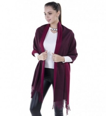 Niaiwei Long Pashmina Womens Wool Shawl- Bridal Extra Large shawl for Wedding Evening - Red + Red Wine - C7186YSD74Y