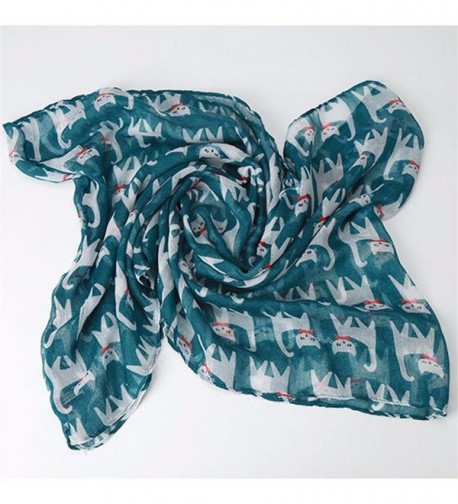 HN Women Ladies Girl Voile Bow Cat Printed Pattern Silk Scarf Wrap ...
