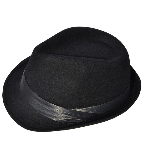 Livingston Men/Women's Pin Striped Short Brim Gangster Fedora Hat - Black2 - CJ1872KWXQ7