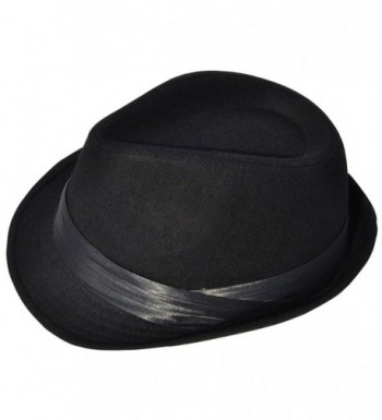 Livingston Men/Women's Pin Striped Short Brim Gangster Fedora Hat - Black2 - CJ1872KWXQ7