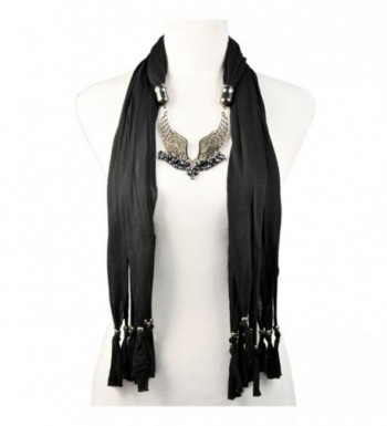 HUAN XUN Angle Wing Link Charm Jewelry Necklace Scarf - NL-1922 F Black - CC120NQAL3R