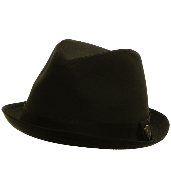 Men's Summer Cotton Upturn Brim Retro Lining Fedora Trilby Hat - Black - CT11DCLNDBT