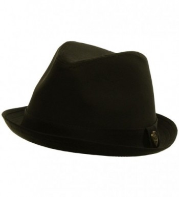 Men's Summer Cotton Upturn Brim Retro Lining Fedora Trilby Hat - Black - CT11DCLNDBT