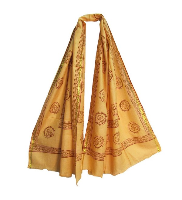 Beige- Red & Gold Om Meditation Yoga Altar Cloth Prayer Shawl Scarf - CB11K9TNJOD
