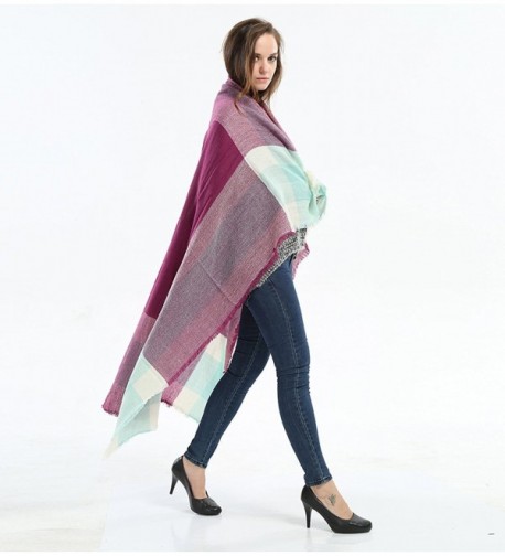 Genfien Tassels Blanket Oversized Checked in Fashion Scarves