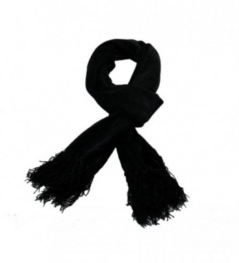 RW Chenille Long Soft Cozy Scarf - Black - CJ11USK6S6T