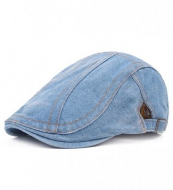 WETOO Men's Denim Flat Cap Gatsby newsboy IVY Irish Hats Cabbie Driving Cap - Denim Blue2 - CP186YH9Y0A