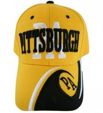 Pittsburgh Men's PA Wave Pattern Adjustable Baseball Cap - Gold/Black - CJ17WYULLUY