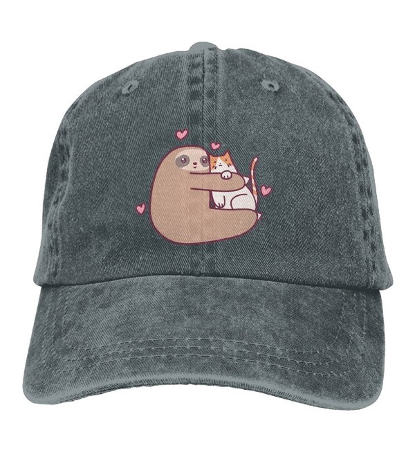 Sloth Loves Cat Unisex Denim Cowboy Personalized Vintage Hat - Asphalt - CK187N5LU2N