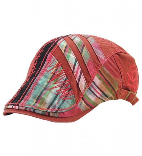 MatchLife Duckbill Hat Cotton Twill Newsboy Ivy Cabbie Drving Hat Flat Cap - Style 2-red - CL182WO7QZU