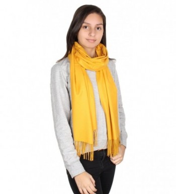 GILBIN'S Womens Solid Color Large Extra Soft Cashmere Blend Pashmina Shawl Wrap Scarf - Mustard - C5186GY9II7