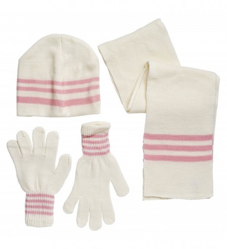 Winter Wear Women's Knit Striped Snowboard Beanie- Gloves- and Scarf Skiing Set - White - CF11S7OE897