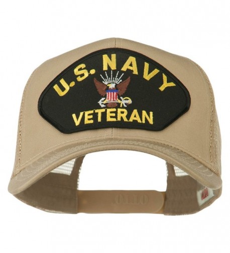 US Navy Veteran Military Patch Mesh Back Cap - Khaki - C211MJ3QXK9