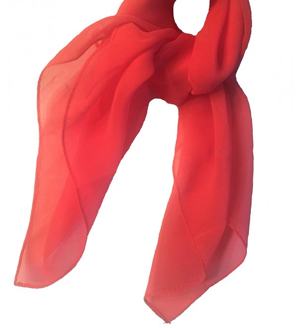 TC 50s Shop Vintage Style Sheer Chiffon Square Neck Scarf - "Coral Red 27"" X 27""" - CH186CNWU75