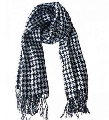 Stripped Tessel Women Men Winter Scarf Warm Wool-like Shawl - White-Black - CM18764IIC3