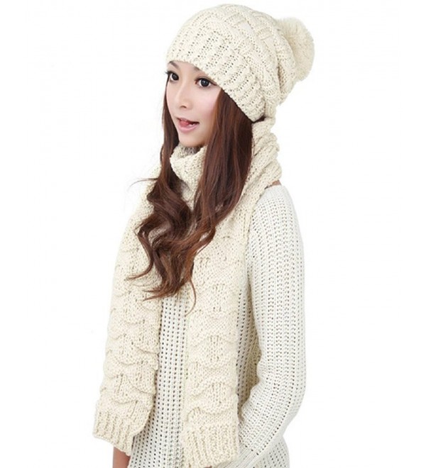 TCCSTAR Knitted Fashion Winter Attached - Cream White - C2186A28RNG