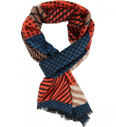 Sakkas Samna Long Stripe Patterned Warm UniSex Cashmere Feel Scarf - Brown / Orange - CB12LBF9R1H