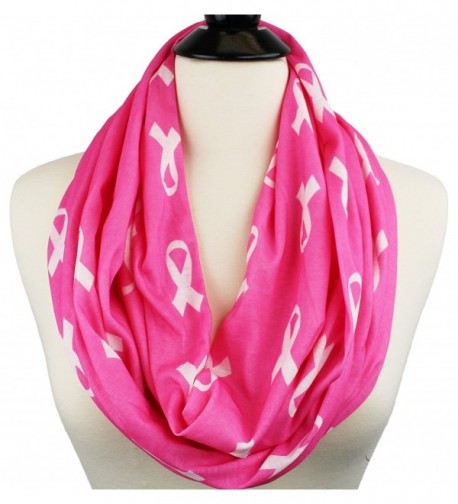 Breast Cancer Awareness Infinity Scarf with Ribbon Pattern and Hidden Zipper Pocket- Black Friday Deals - Pink - CW12O1FZVU9