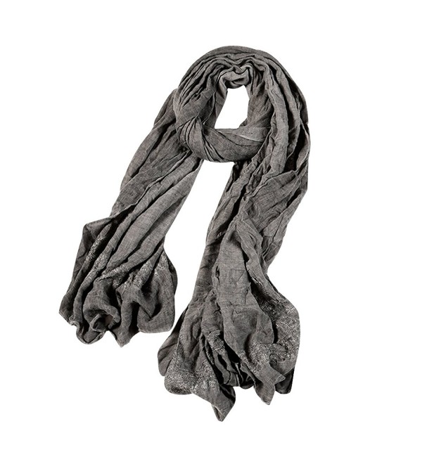 Monique Women Lace Cotton Linen Long Scarf Winter Outdoor Travel Scarves Wraps Shawls - Gray - CW186TAQUZE