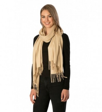 Momo Fashion Women's Cashmere Feel Oblong Fringe Scarf in Solid Colors - 7211-beige - CT18687X8MZ