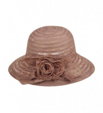 Dantiya Summer Lace Beach Sun Hat Kentucky Derby Church Dress Bucket Hat - Brown - CO1850IS6KE