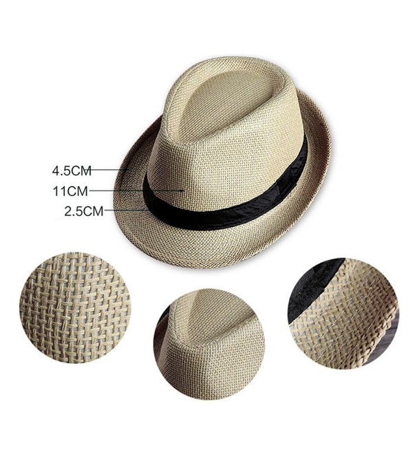 Men's Short Brim Straw Fedoras Panama Hat Coffee C412JFNO32P