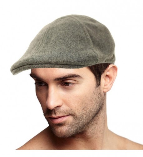 Men's Winter 100% Wool Duckbills Warm Solid Ivy Driver Cabby Cap Hat - Gray - C31865K7QTQ